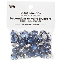 CousinDIY Silver Blue Zircon Glass Sew-On Rhinestones, 56ct.