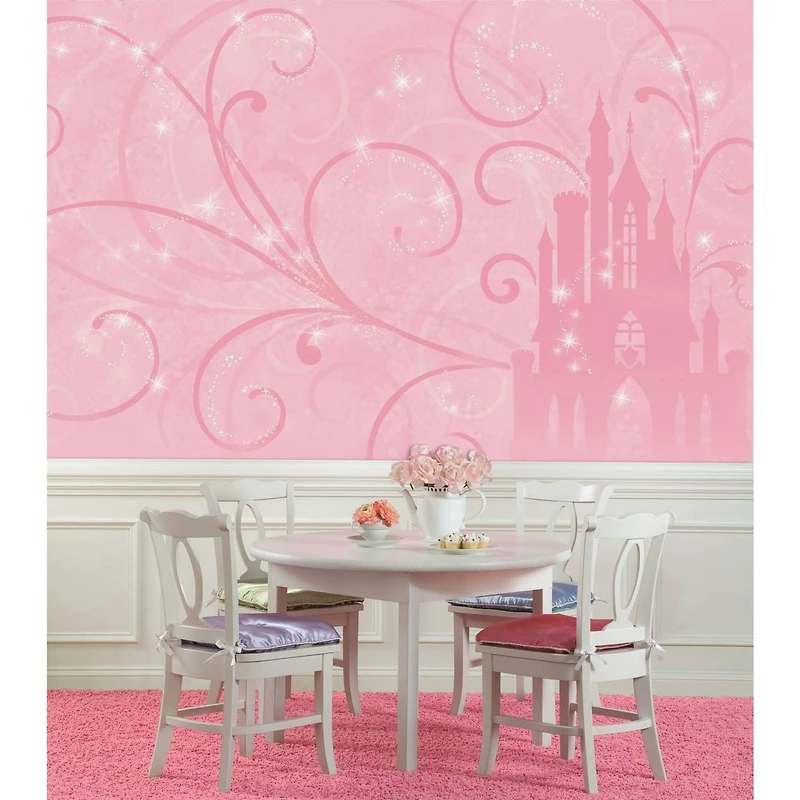 RoomMates Princess Scroll Castle Chair Rail Prepasted Mural