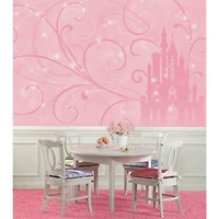 RoomMates Princess Scroll Castle Chair Rail Prepasted Mural