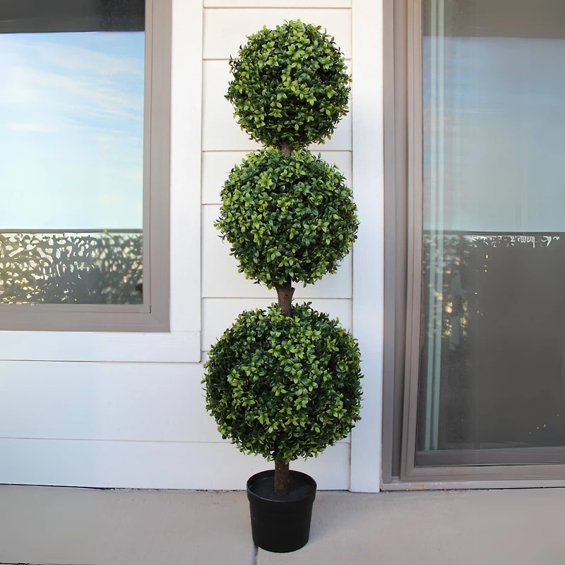 GreenSmart Dekor 4ft. Faux Boxwood Sphere Topiary Tree