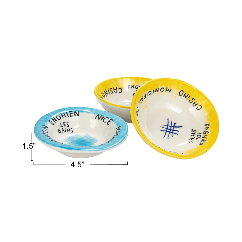 Hello Honey® 4.5" French Casino Themed Stoneware Bowl Set
