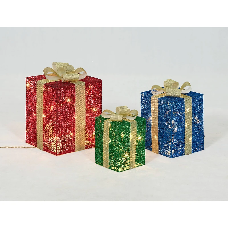 3-Piece Glittering Thread Gift Box Sculpture Set