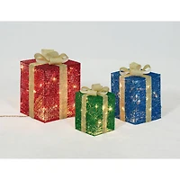 3-Piece Glittering Thread Gift Box Sculpture Set