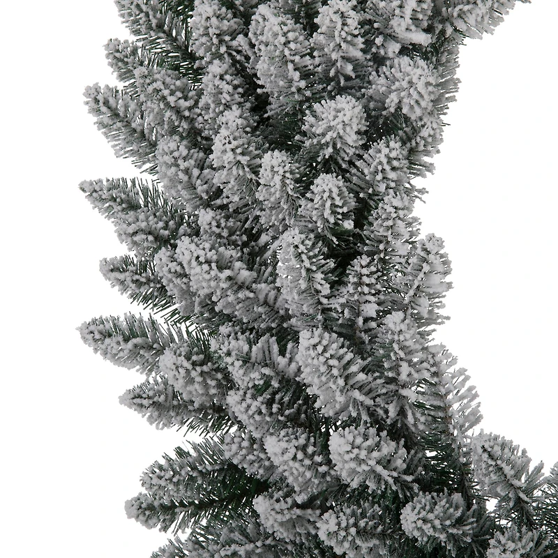 Glitzhome® 36" Pre-Lit Snow Flocked Christmas Wreath, Warm White Lights