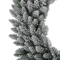 Glitzhome® 36" Pre-Lit Snow Flocked Christmas Wreath, Warm White Lights