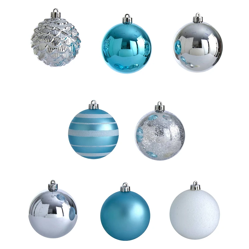 64ct. 3" Blue & Silver Shatterproof Ball Ornaments