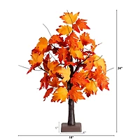 2ft. Pre-Lit Bright Autumn Maple Artificial Fall Tree with 24 Warm White LED Lights and Detachable Base