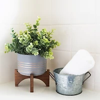 Flora Bunda® 11.5" Gray Eucalyptus in Ceramic Pot on Wood Stand