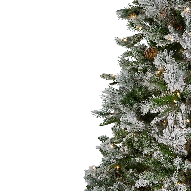 7.5ft. Pre-Lit Real Touch™️ Flocked Rosemary Emerald Angel Pine Artificial Christmas Tree, Clear LED Lights