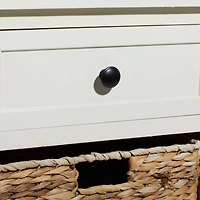 28" White Traditional Wooden Storage Unit with Baskets