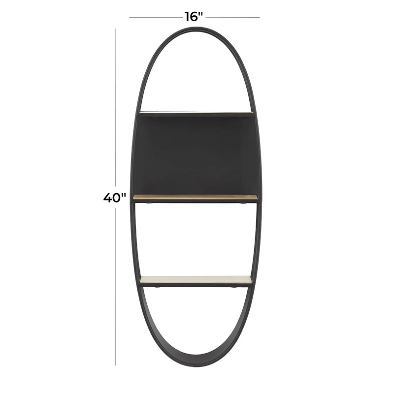 40" Black Contemporary Metal Wall Shelf