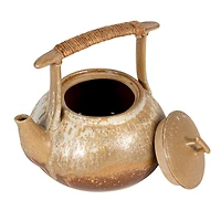 Hello Honey 1.5-Quart Stoneware Teapot with Jute Wrapped Handle with Reactive Glaze, Green