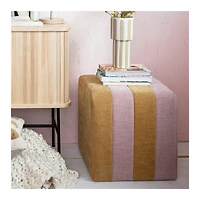 Hello Honey® 18" Modern Square Fabric Upholstered Striped Pouf