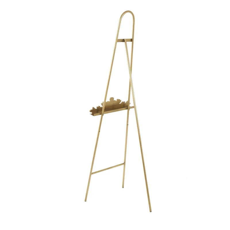 63" Gold Metal Arched Foldable 2-Tier Display Easel with Vine Emblem
