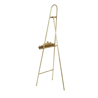 63" Gold Metal Arched Foldable 2-Tier Display Easel with Vine Emblem
