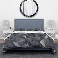 Designart 'Geometric Triangular Shades of Black' Modern & Contemporary Bedding Set