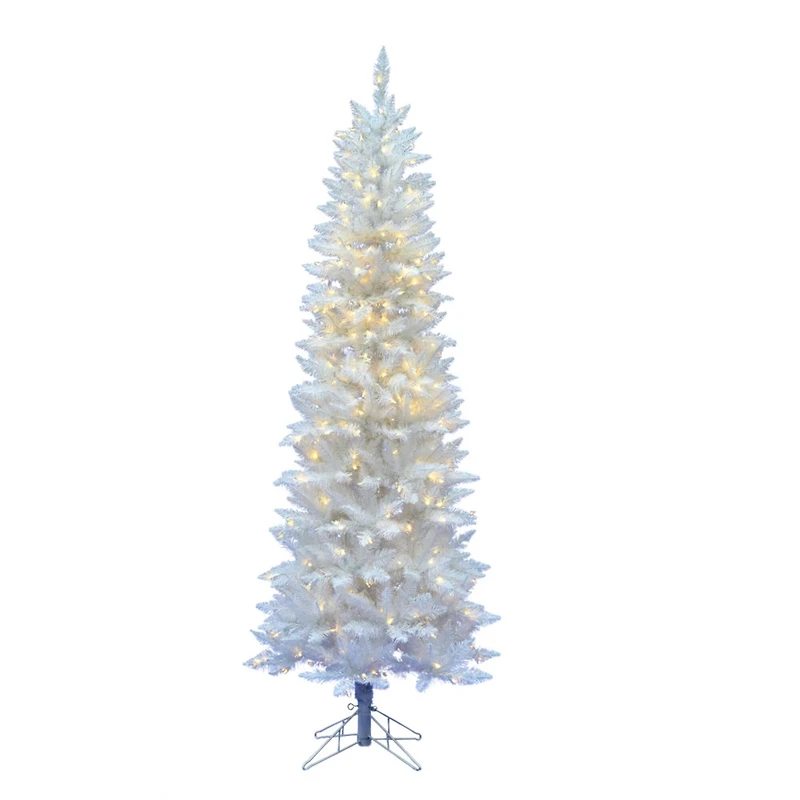 5ft. Pre-Lit Sparkle White Spruce Pencil Artificial Christmas Tree, Warm White LED Lights