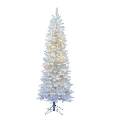 5ft. Pre-Lit Sparkle White Spruce Pencil Artificial Christmas Tree, Warm White LED Lights