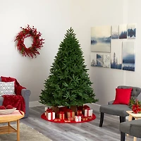 7ft. Pre-Lit Oregon Spruce Artificial Christmas Tree with Multifunction Warm White Microdot LED Lights with Instant Connect Technology