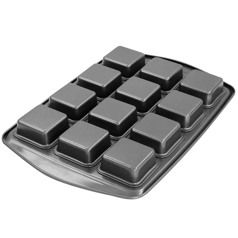 Gibson Baker's Friend Gray 12 Cup Nonstick Steel Brownie Pan