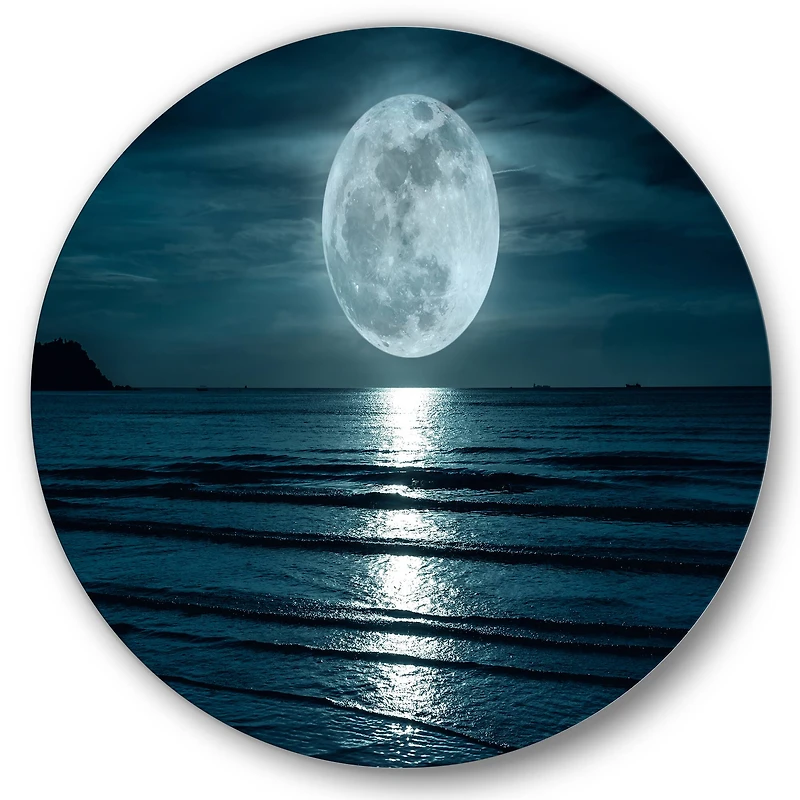 Designart - Super Moon Over The Sea I