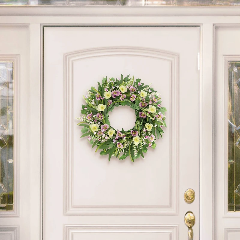 24" Artificial Poppy Spring Wreath
