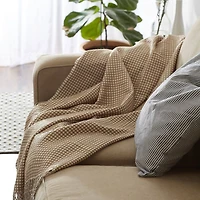 DII® Stone & White Waffle Knit Throw