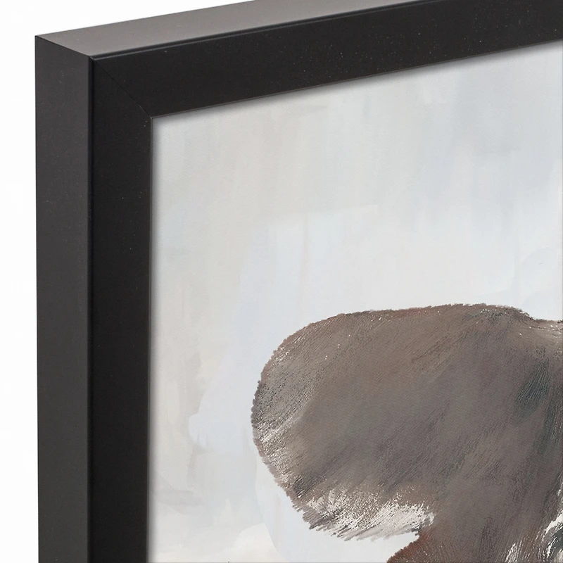 Painterly Brown Cow 16" x 20" Black Framed Canvas