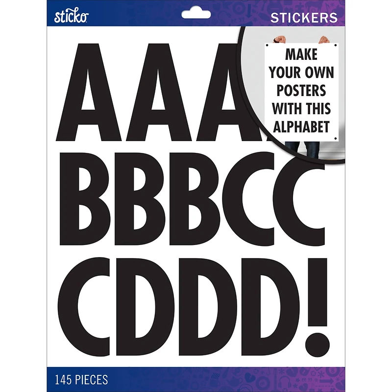 Sticko® Black Futura Regular XL Alphabet Stickers