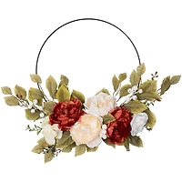 21" Autumn Harvest Artificial Floral Half Wreath with Fall Foliage