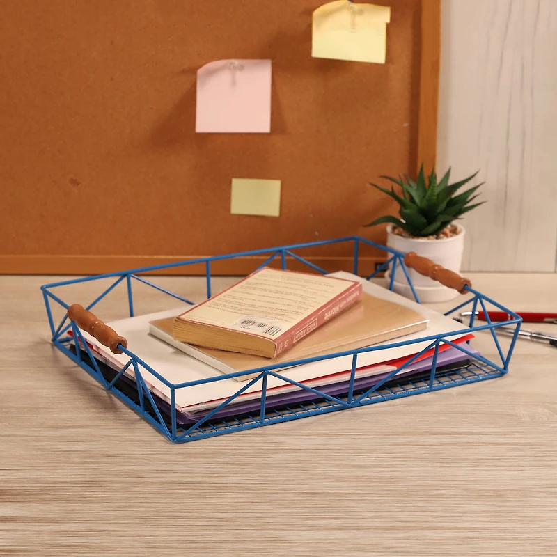 6 Pack: 14.5" Blue Wire Tray with Carrying Handles