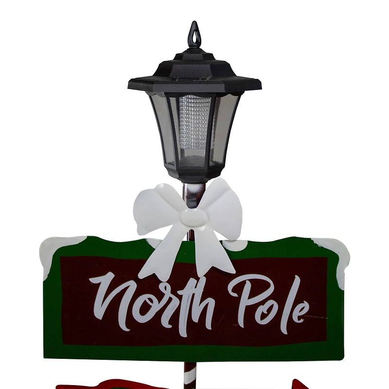Solar-Powered North Pole Light Up Lantern Post Christmas Sign - 49.75"