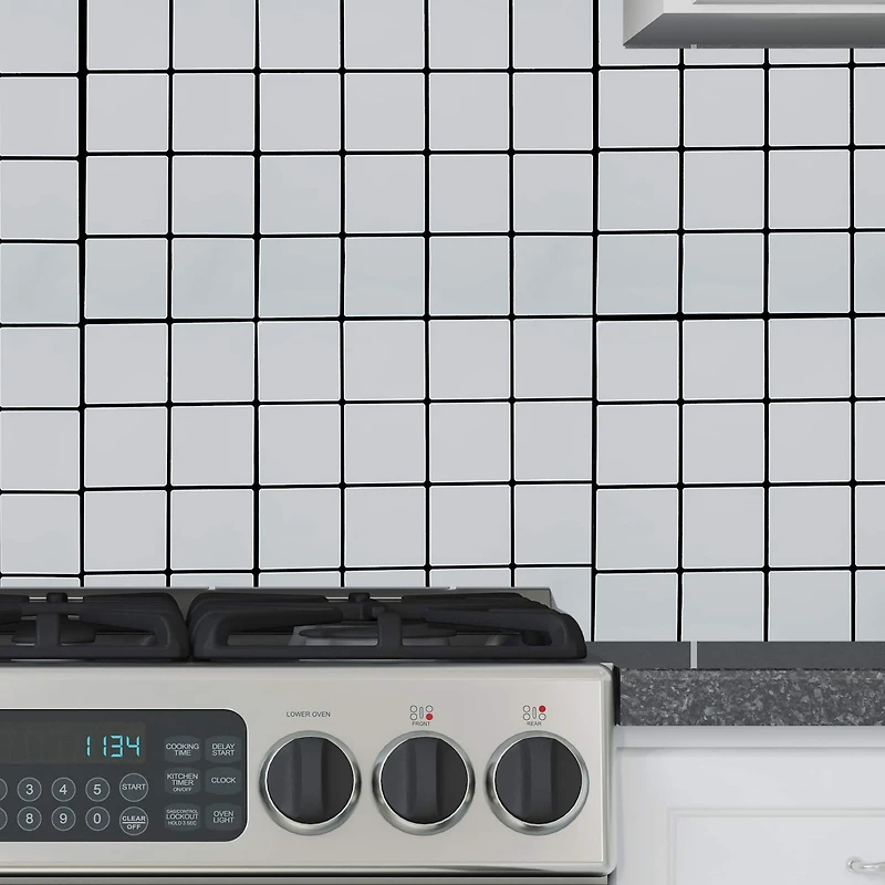 Simplify White Peel & Stick Wall Tile Mini Square, 4ct.