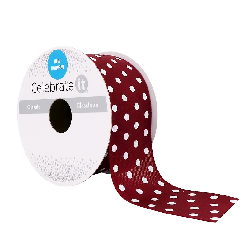 1.5" x 3yd. Taffeta Wired Polka Dot Ribbon by Celebrate It