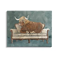 Stupell Industries Shaggy Cattle Resting Living Room Couch Green Gray Canvas Wall Art