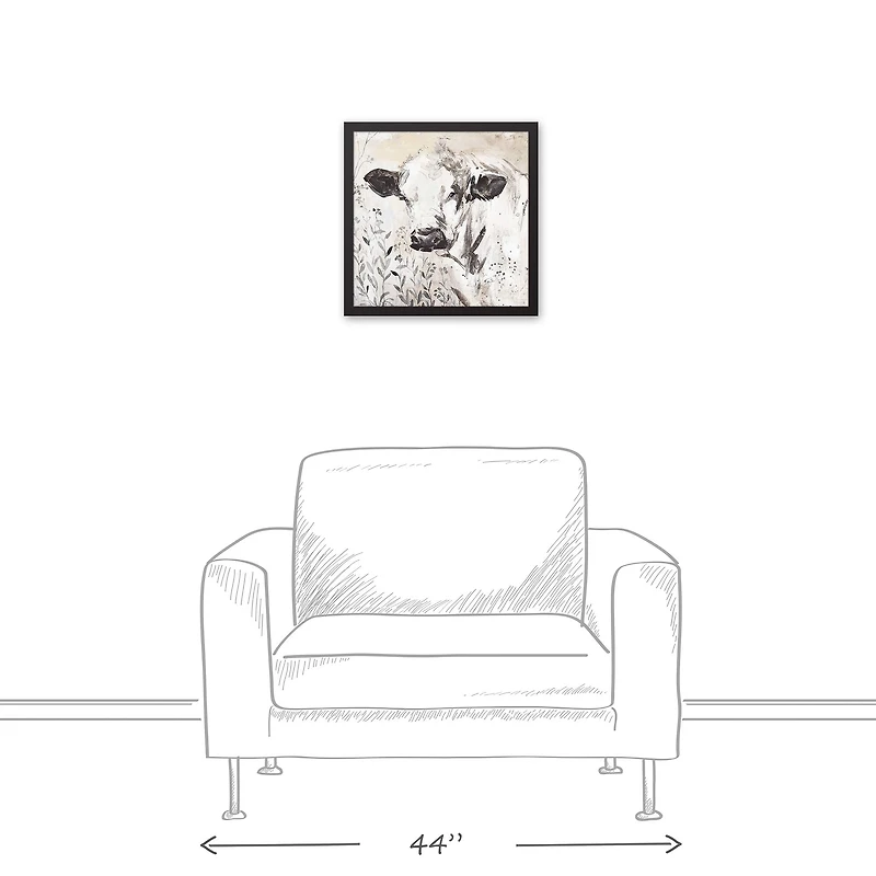 Painterly Cow 17.73" x 17.73" Black Framed Canvas