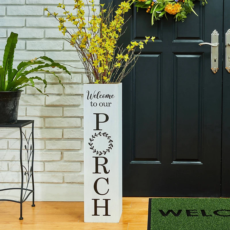 Glitzhome® 30" Double Sided Solid White Boxed Welcome Porch Sign