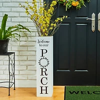 Glitzhome® 30" Double Sided Solid White Boxed Welcome Porch Sign