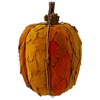 10" Orange & Brown Fall Harvest Tabletop Pumpkin