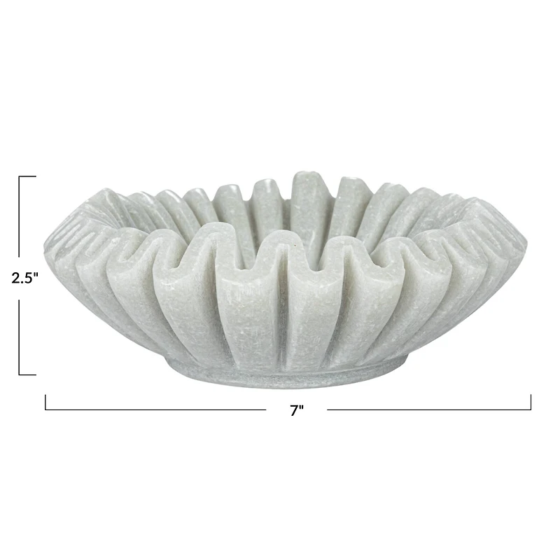 Hello Honey® 7" White Round Marble Pleated Dish