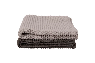 Hello Honey® Gray & Charcoal Square Cotton Knit Dish Cloth Set