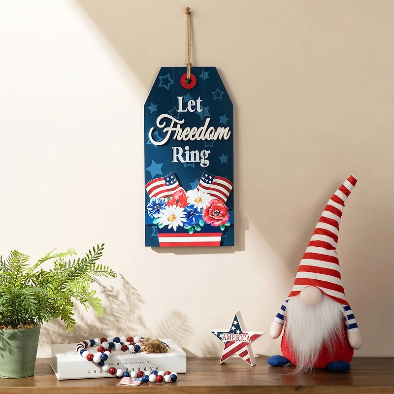 Glitzhome® 15.75" Let Freedom Ring Sign Door Hanger
