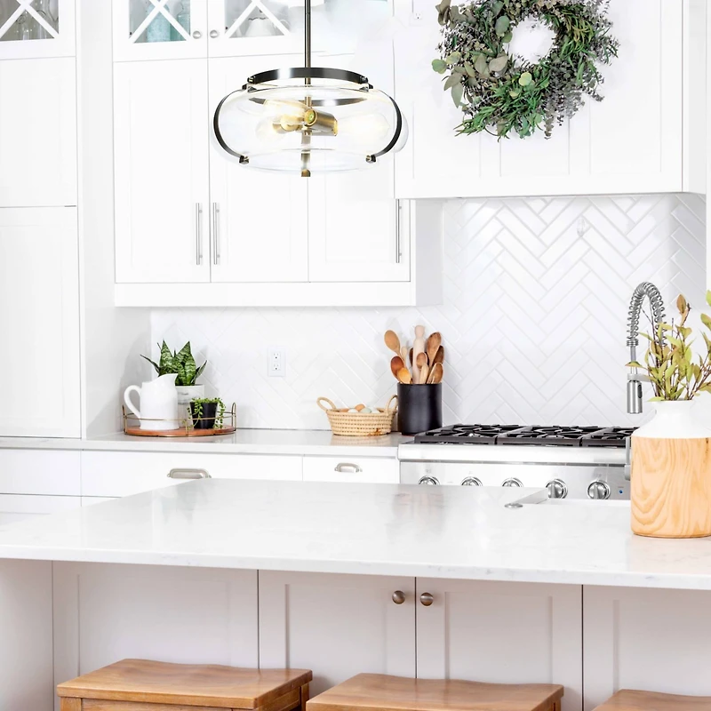 Hello Honey® Robert Stevenson Lighting Alston 16" Antique Nickel Glass & Metal Ceiling Light