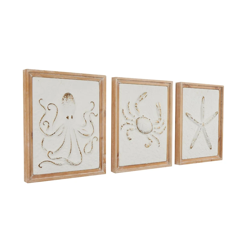 Framed Metal Sea Life Wall Décor Set