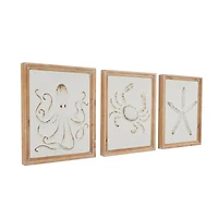 Framed Metal Sea Life Wall Décor Set