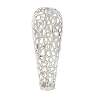 33" Silver Aluminum Contemporary Vase