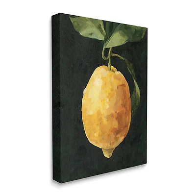 Stupell Industries Abstract Yellow Lemon on Vine Pop over Black Canvas Wall Art