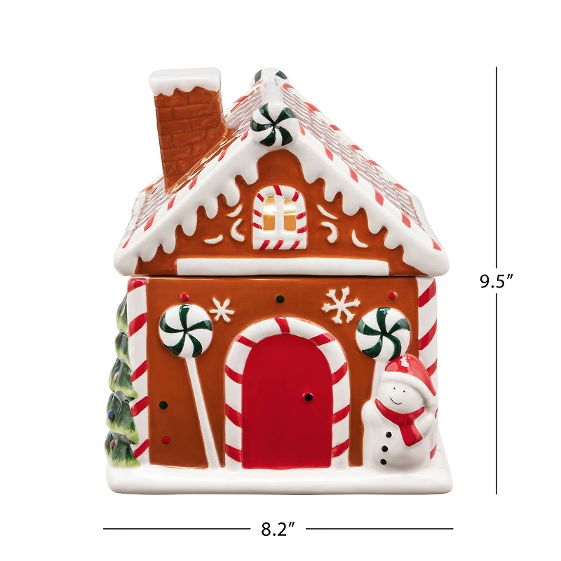 9.5" Ceramic LED Lit Gingerbread House Cookie Jar