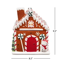 9.5" Ceramic LED Lit Gingerbread House Cookie Jar
