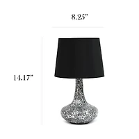 Simple Designs 14" Mosaic Glass Genie Table Lamp with Fabric Shade